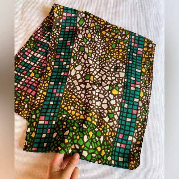 Vintage Saks Fifth Avenue Silk Made in Switzerland Stained Glass Motif Scarf - Picture 2 of 13